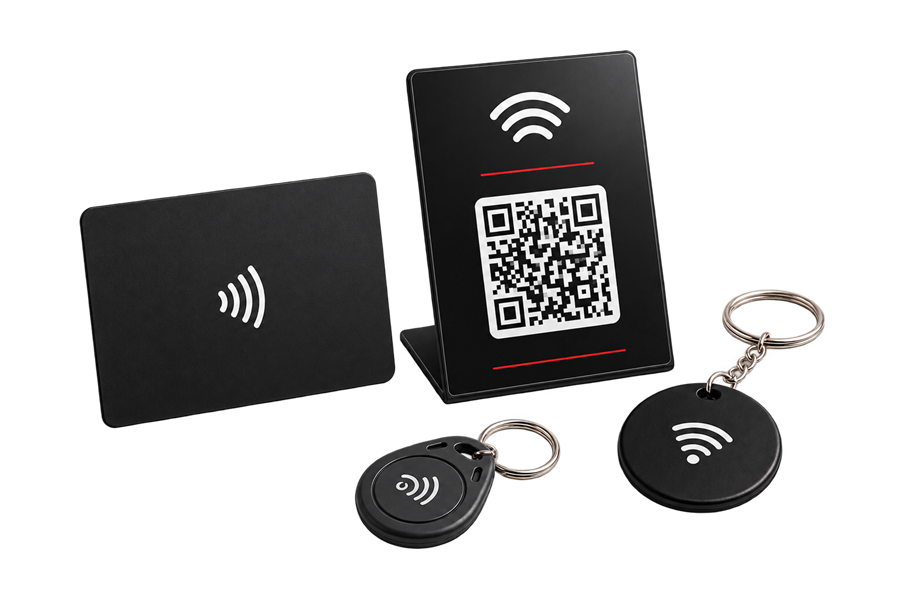 Tarjeta, llavero y display para menú digital NFC